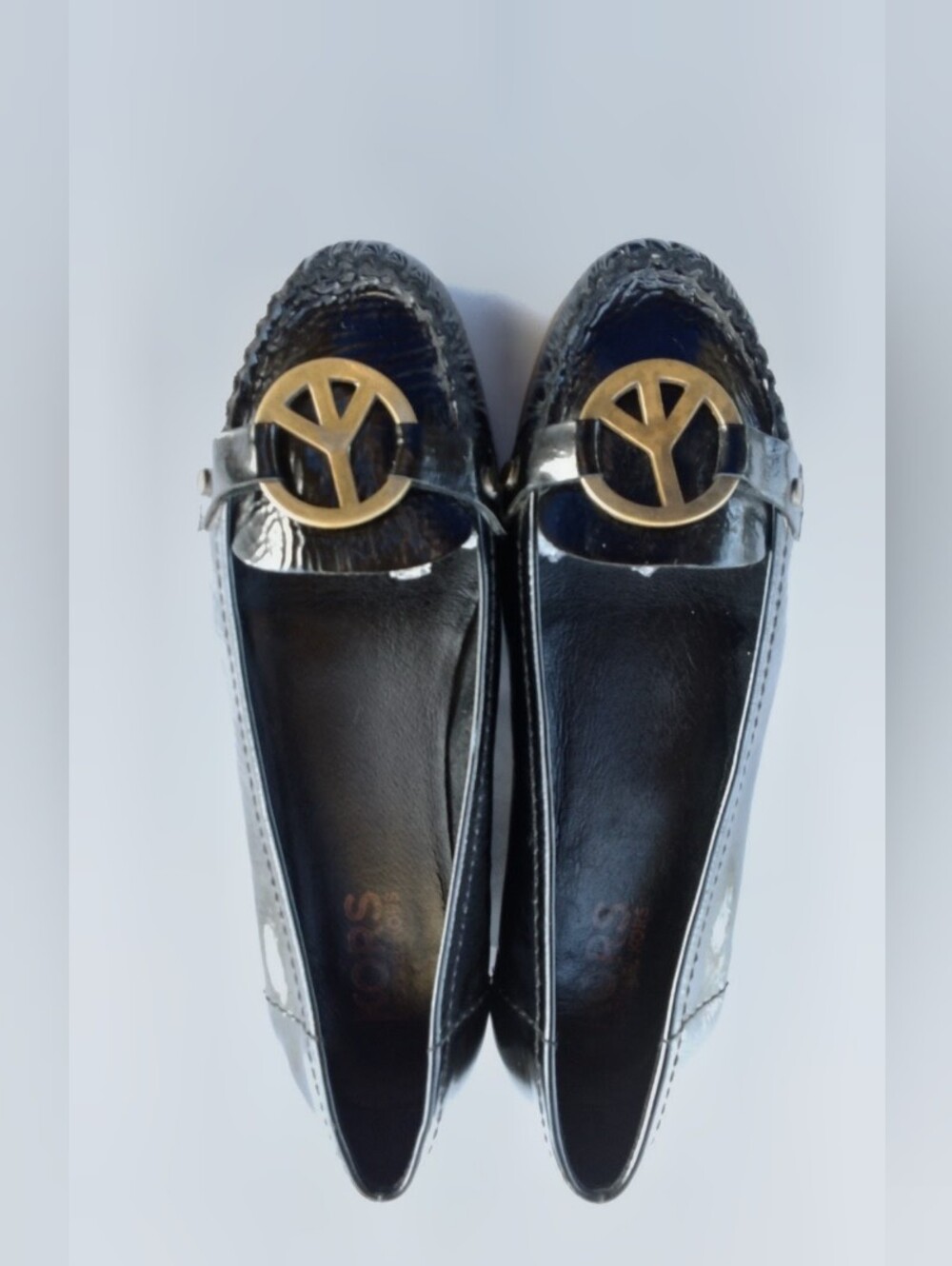 KORS Michael Kors Black Patent Leather Peace Sign Ballet Flats Size 9.5